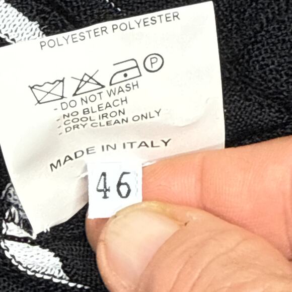 Giorgio Grati Italy Black White Knit Dress Size 46 Scallop Hem $1200 Tag NWT - Picture 11 of 12